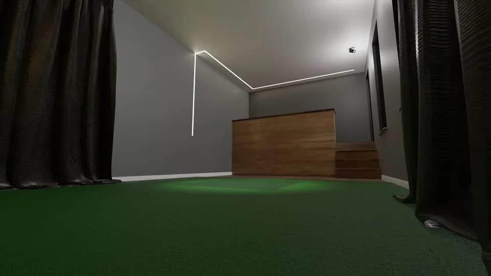 The view from the screen end of the room towards the raised platform